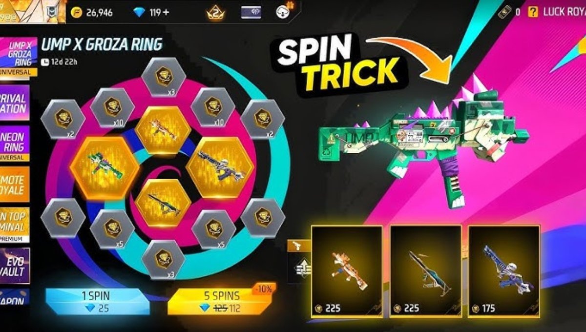 2025 Free Fire UMP x Groza Ring Update: Use the 1-Spin Trick to Get Legendary Skins 1 Free Fire