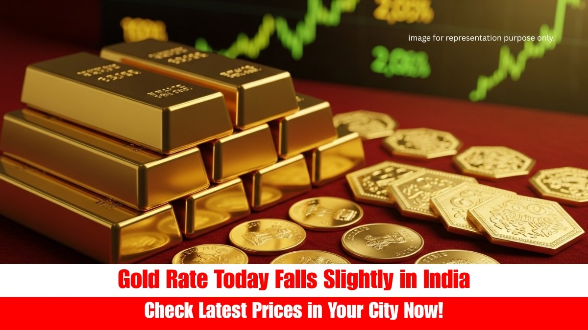 Gold Rate Today in India: Gold bars, coins, and biscuits arranged to reflect price movement on July 18, 2025
