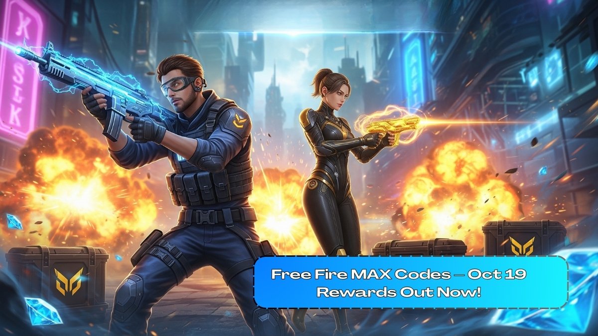 Free Fire MAX redeem codes today October 19 – players unlocking free rewards and skins in Garena’s battle royale game.