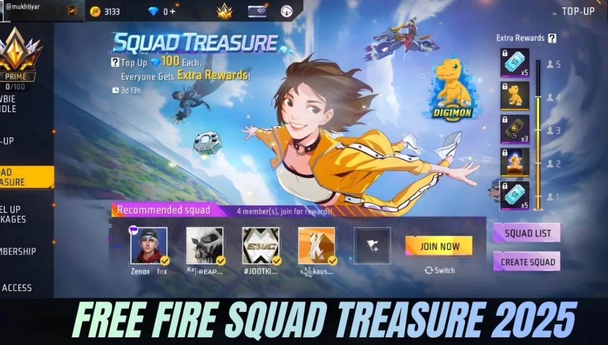 Free Fire Squad Treasure 2025 Event Guide