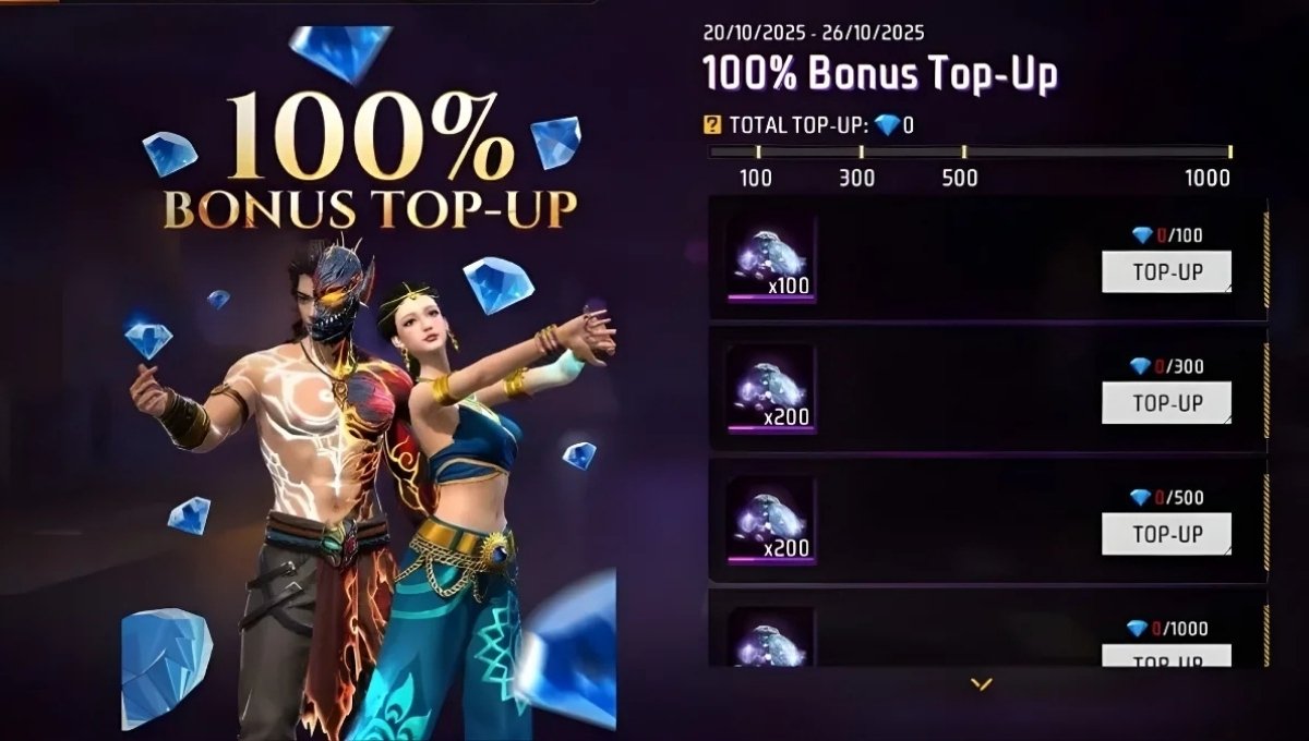 Free Fire 100 Diamond Top Up Bonus