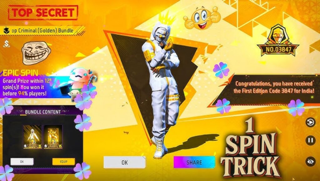 Free Fire Max One Spin Trick